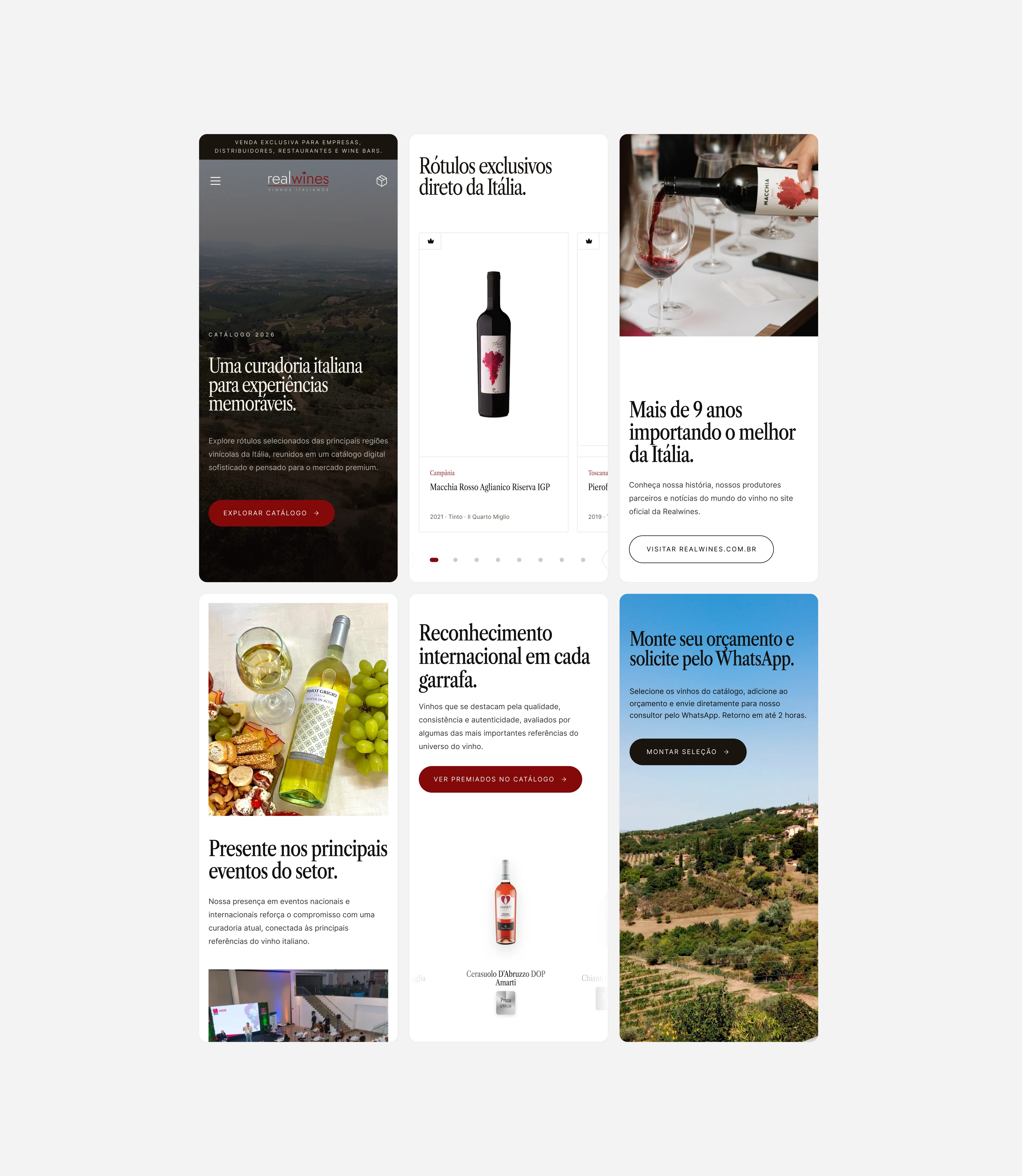 Versão mobile da Realwines — catálogo e detalhes do vinho