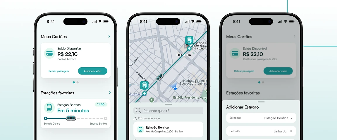 Visualização do aplicativo Seu Metrô em três perspectivas — Contexto e desafio